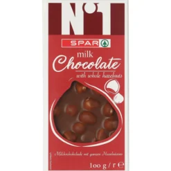 Maitosuklaalevy SPAR 100 ghasselpähkinöillä