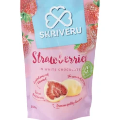 Mansikanpaloja Skriveru 100 g valkosuklaakuorrute
