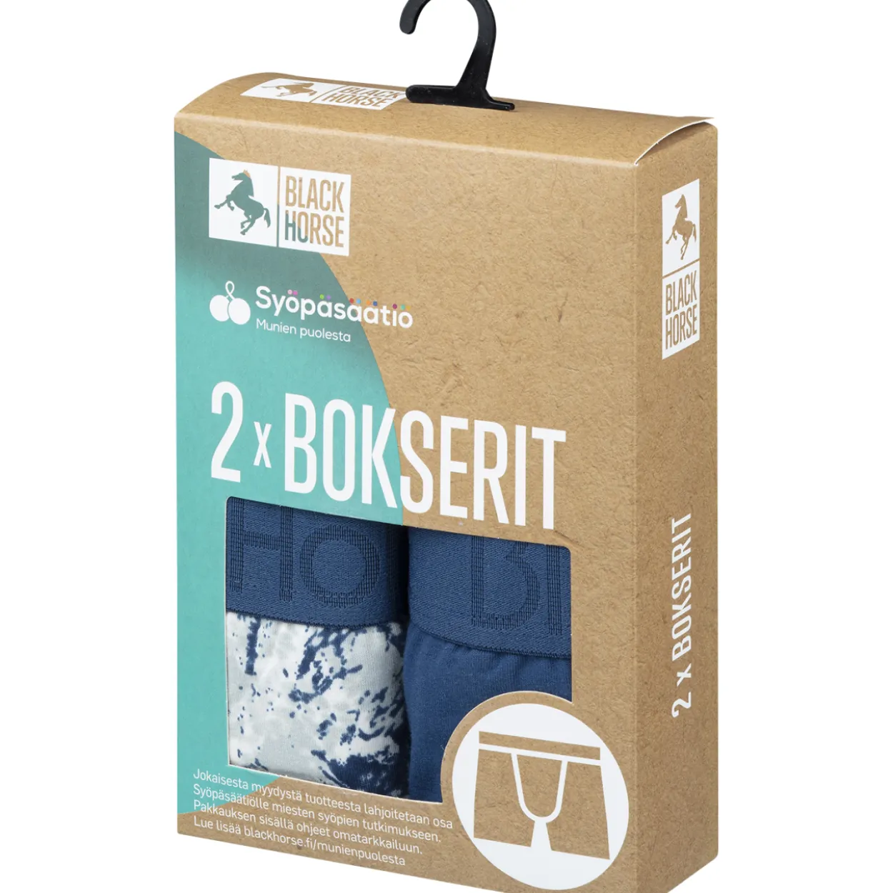Miesten bokserit Black Horse Munien puolesta 2 kpl/pkt
