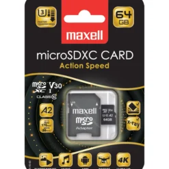 Muistikortti Maxell Micro SD Fast 64GB + Adapteri