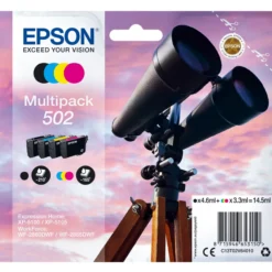 Mustekasettipakkaus Epson "Kiikarit" 502, 4 väriä (4,6 ml + 3 x 3,3 ml)