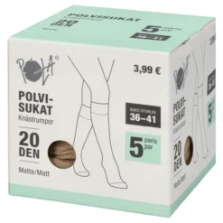 Naisten polvisukat Pola 20 den beige 5 pr/pkt