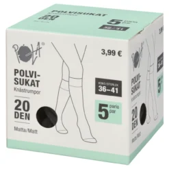 Naisten polvisukat Pola 20 den musta 5 pr/pkt