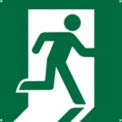 Opastekyltti poistumistie jälkivalaiseva 20 x 20 cm oikea