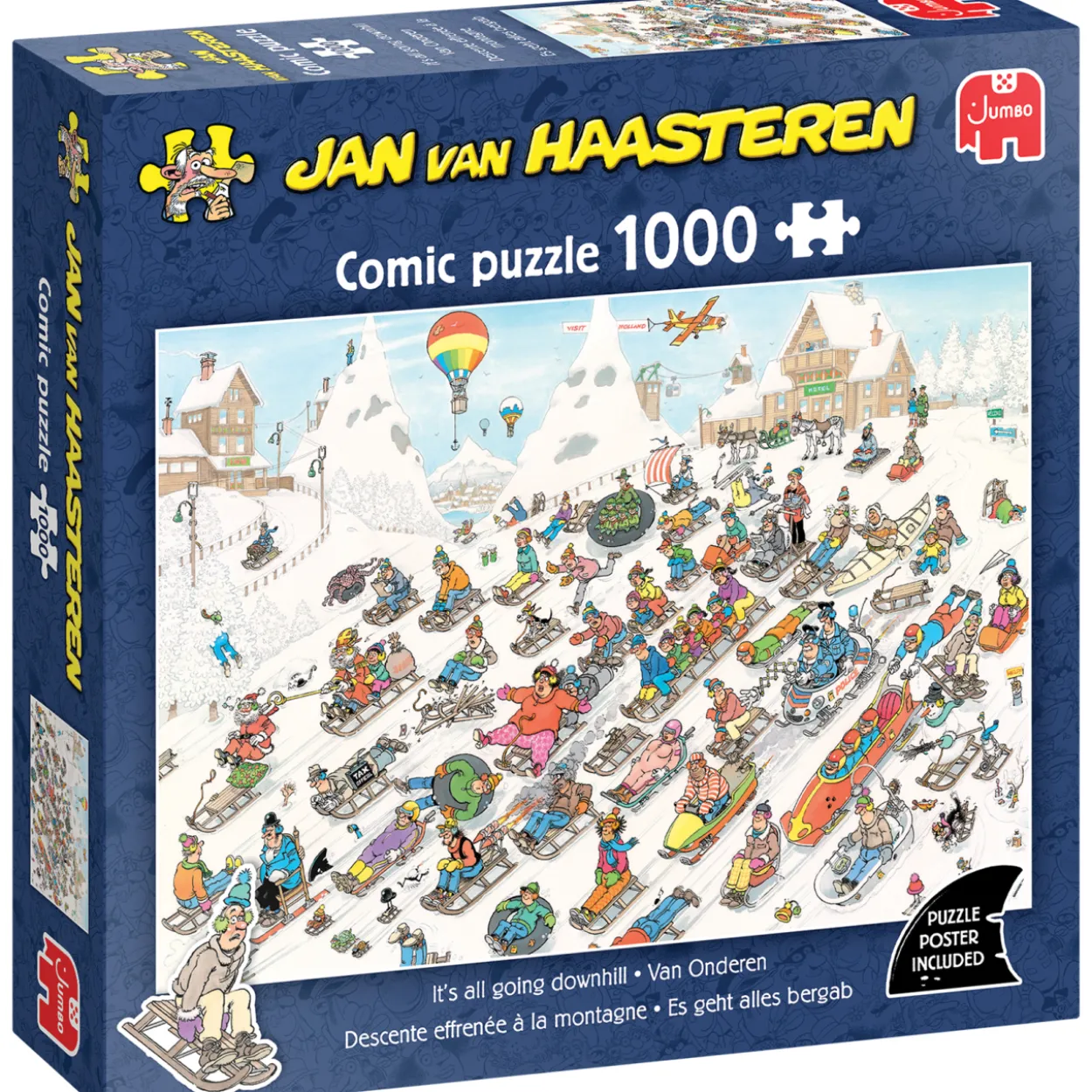 Palapeli Jumbo 1000 palaa Jan van Haasteren It's All Going Downhill
