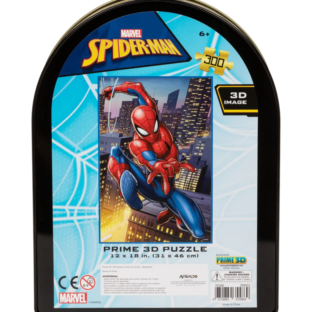 Palapeli 300 palaa 3D Spiderman peltirasiassa