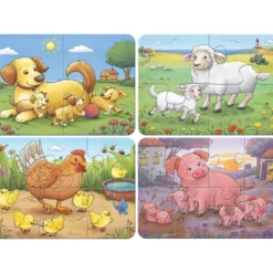 Palapeli Ravensburger 2/4/6/8 palaa Farm Animal Families
