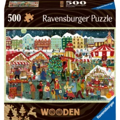 Palapeli Ravensburger 500 palaa Christmas, Wooden