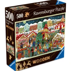 Palapeli Ravensburger 500 palaa Christmas, Wooden