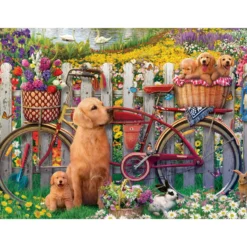 Palapeli Ravensburger 500 palaa Cute Dogs In The Garden
