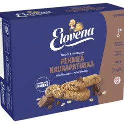 Pehmeä kaurapatukka Elovena 6 x 30 g Tumma suklaa