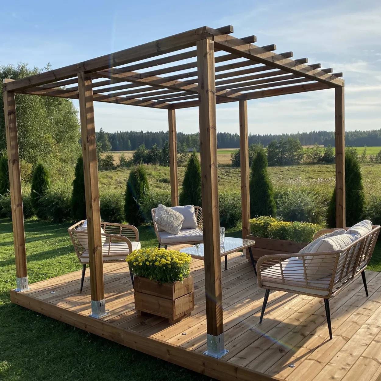Pergola Patio Terassit 3x3m, kestopuu