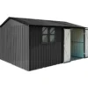 Pihavarasto ikkunalla Fornorth 375 x 286 x 162 cm, musta