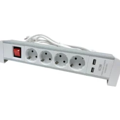 Pistorasialista+kytkin 2 m 4-osaa + 2 USB Tabletop