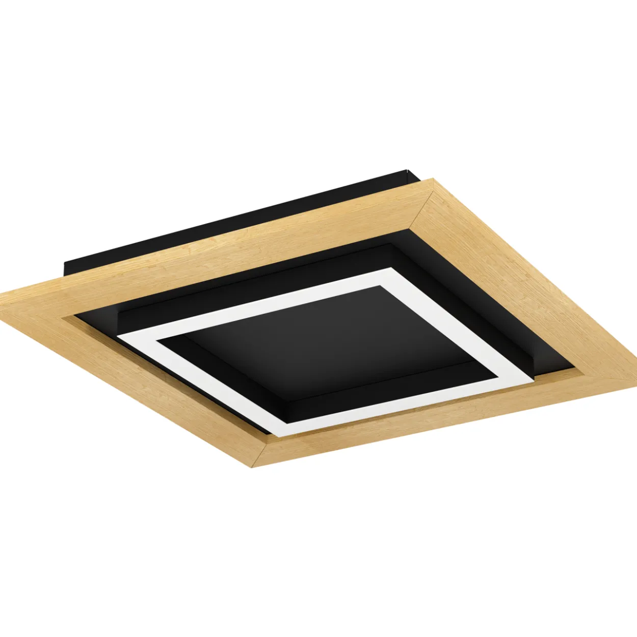 Plafondi EGLO Tirrenara led 4x5,4W 37x37cm musta/puu/valkoinen