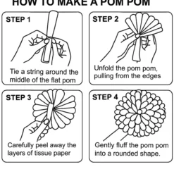 Pom pom -koriste Let's Party 3 kpl ruskea
