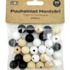 Puuhelmet Iisi 15 mm 30 kpl kolme väriä