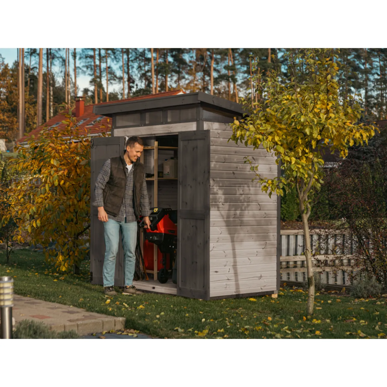 Puutarhavaja Upyard Strongbox M, 163 x 127 x 222 cm, harmaa/musta