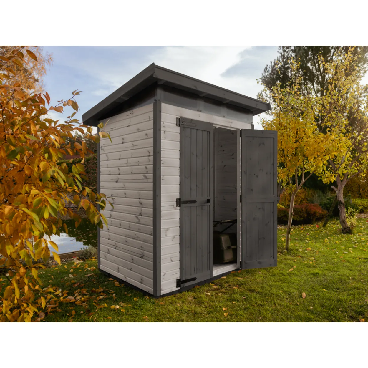 Puutarhavaja Upyard Strongbox M, 163 x 127 x 222 cm, harmaa/musta