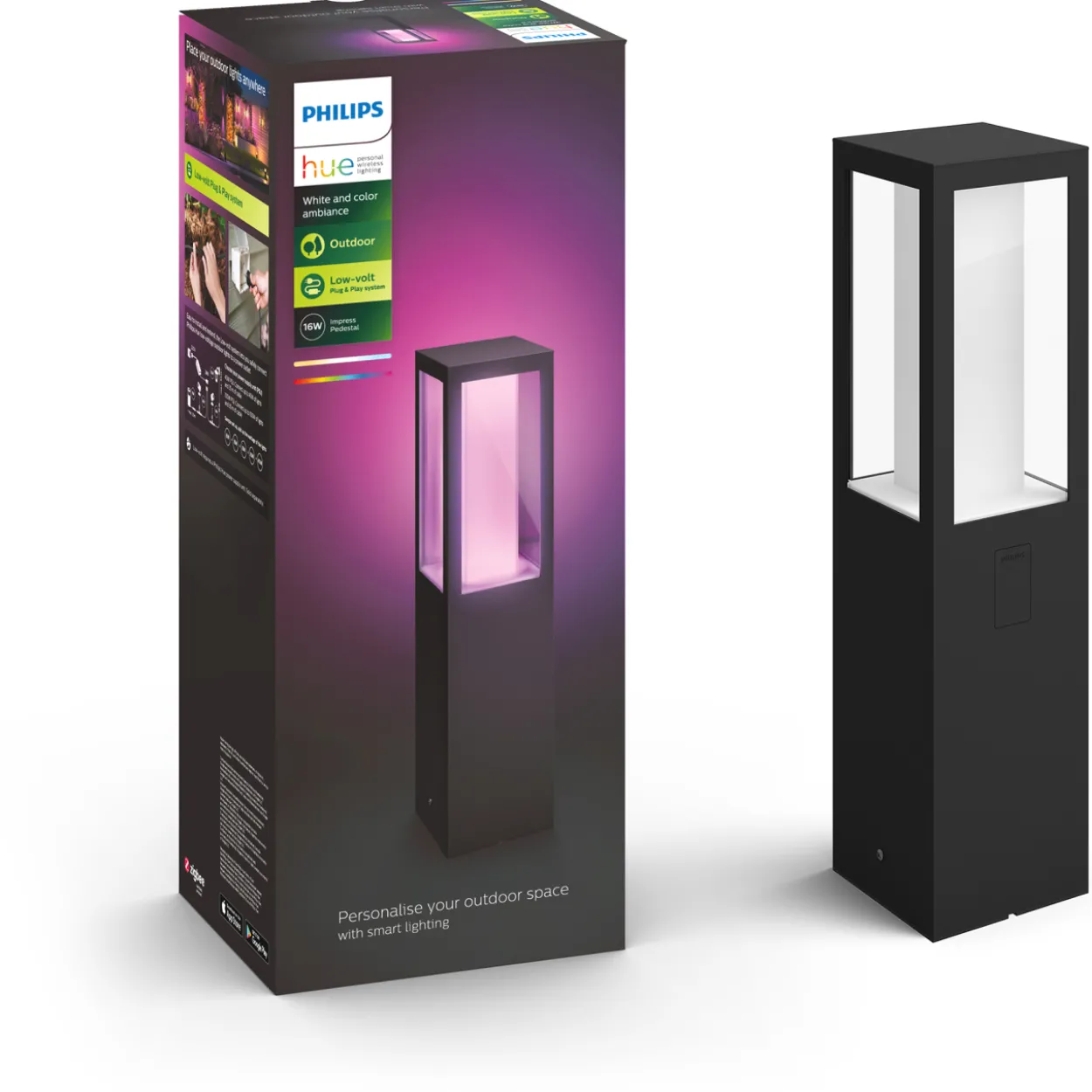 Pylväsvalaisin Philips Hue Impress White and Color Ambiance 2x8W, musta