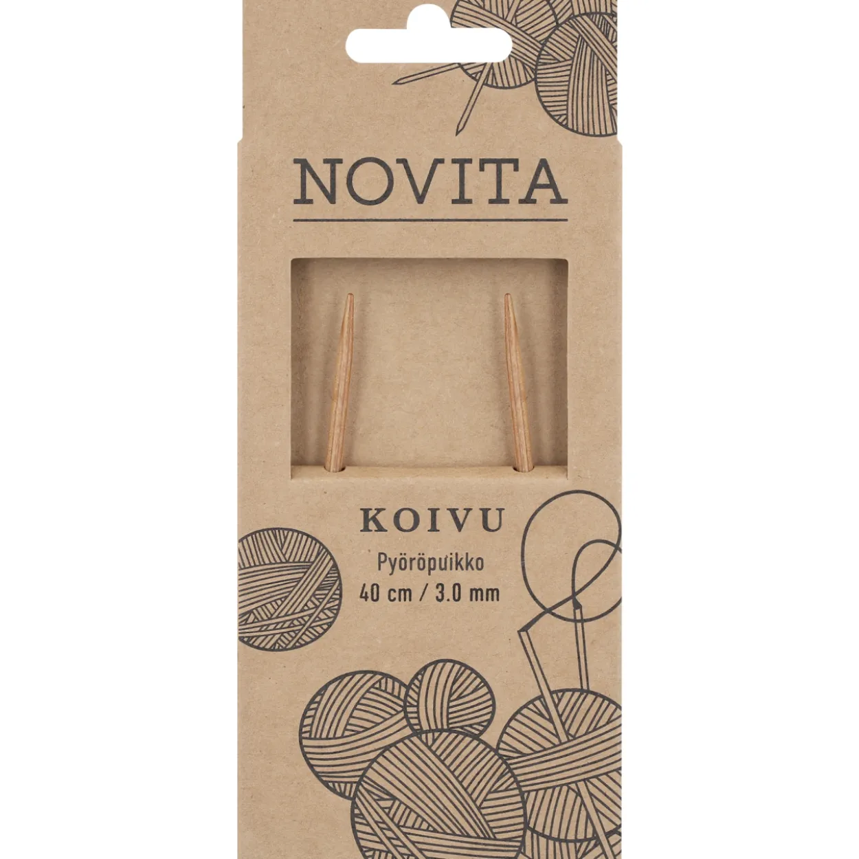 Pyöröpuikot Novita 40 cm 3,0 mm koivu
