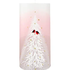 Pöytäkynttilä Kotikulta 7 x 15 cm Talvi pinkki