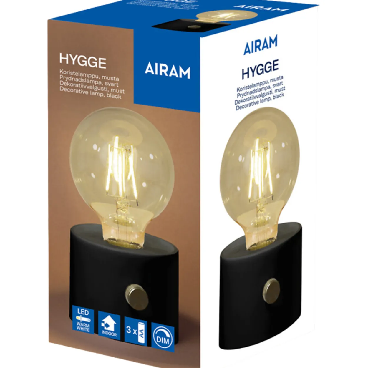 Pöytävalaisin Airam Hygge musta
