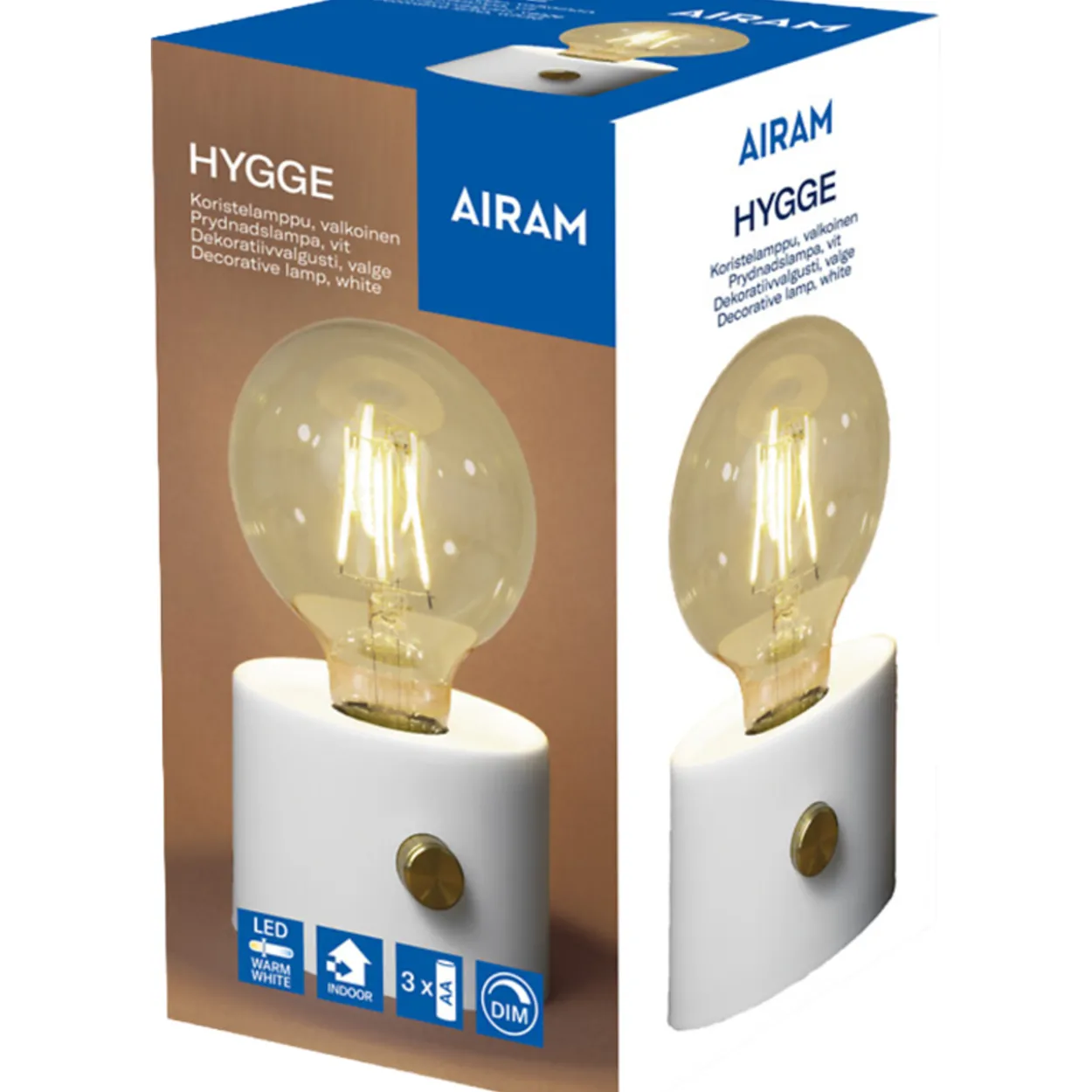Pöytävalaisin Airam Hygge valkoinen