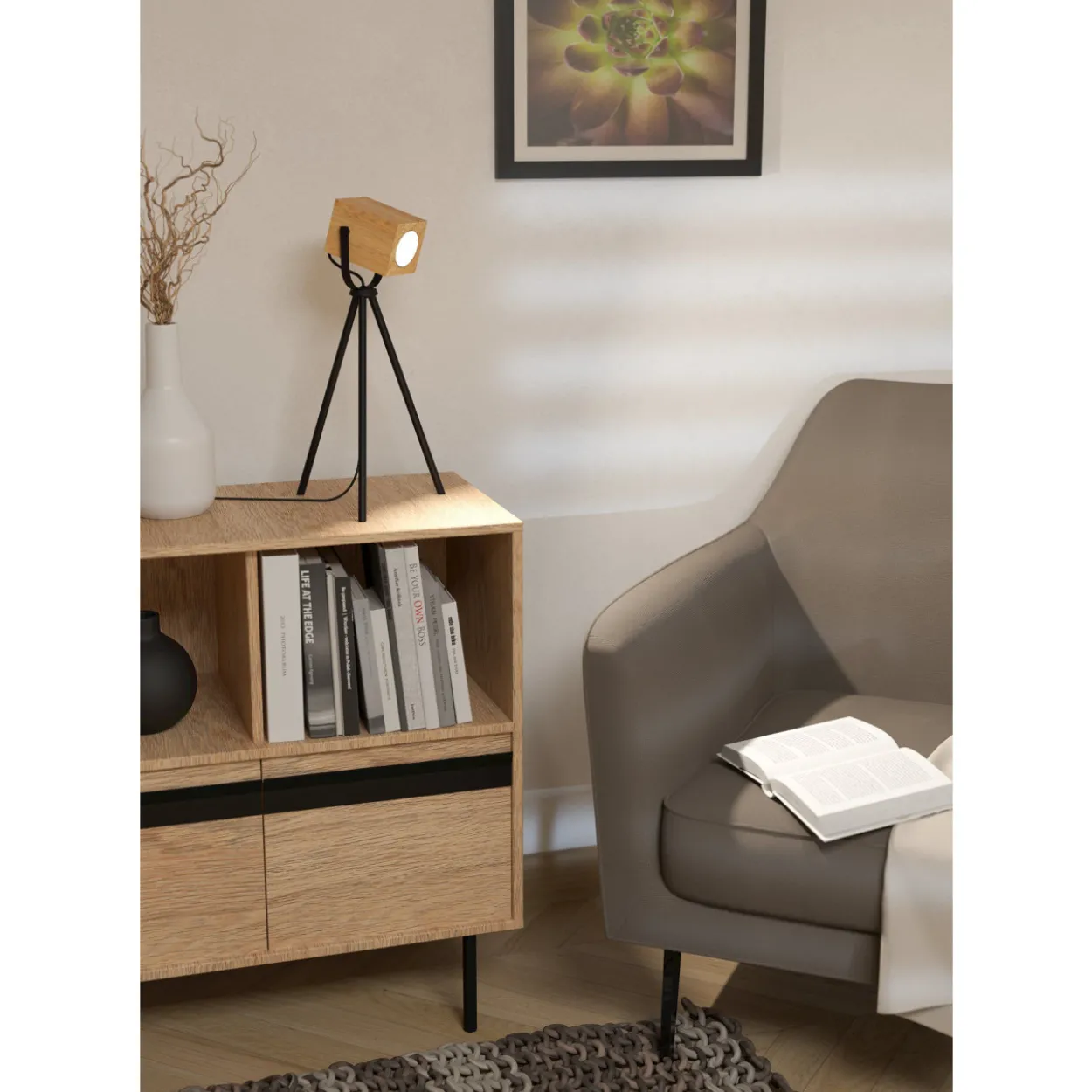 Pöytävalaisin EGLO Ayles 3W 26x47,5cm puu/musta