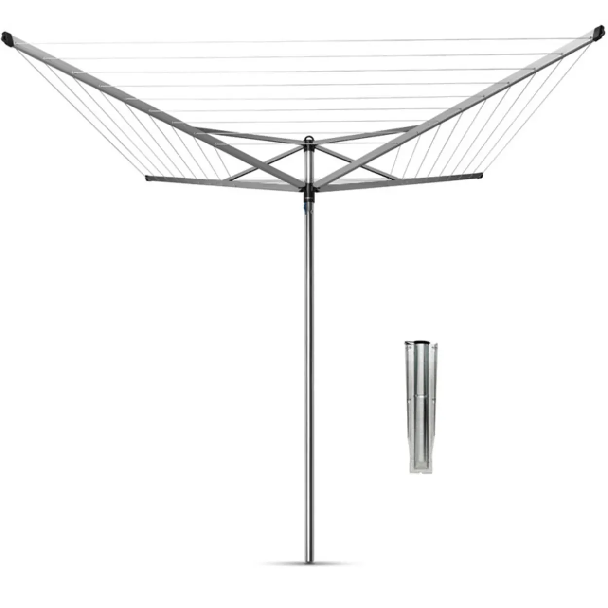 Pyykinkuivausteline Brabantia Topspinner 50 m, metallinen maaterä, harmaa