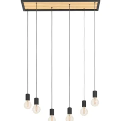Riippuvalaisin 6-os EGLO Consett 6x40W 78x25cm vaalea puu/musta