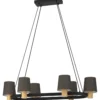 Riippuvalaisin 6-os soikea EGLO Edale 6x40W 108x51cm musta/cappuccino/puu