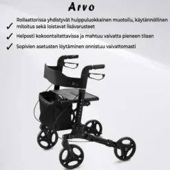 Rollaattori Arvo Deluxe, musta