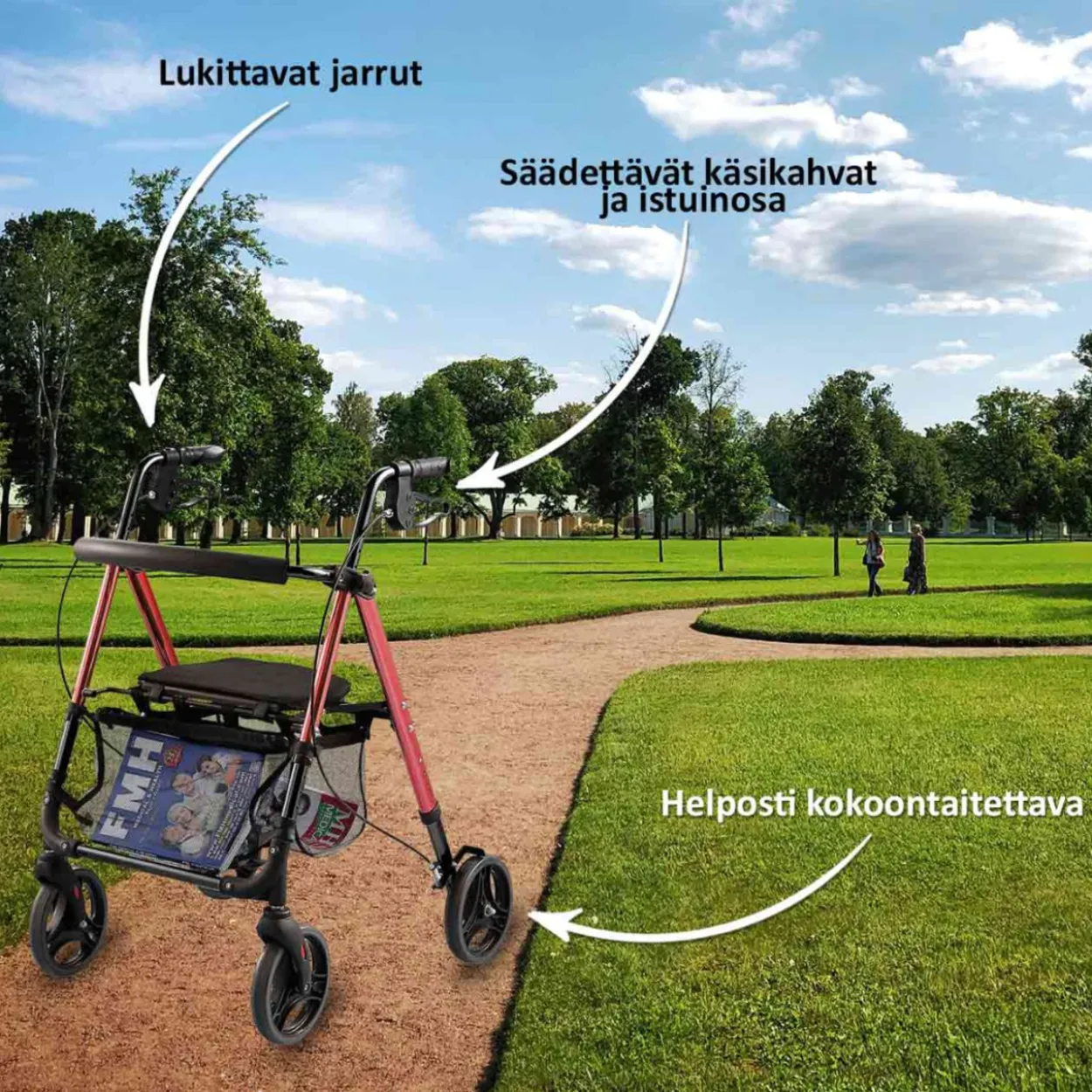 Rollaattori Arvo kevyt, punainen