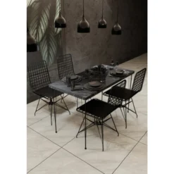 Ruokapöytä Chic Home 120 cm Noora + 4 tuolia, musta