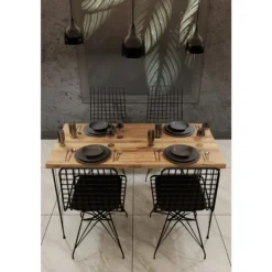 Ruokapöytä Chic Home 120 cm Noora + 4 tuolia, beige/musta