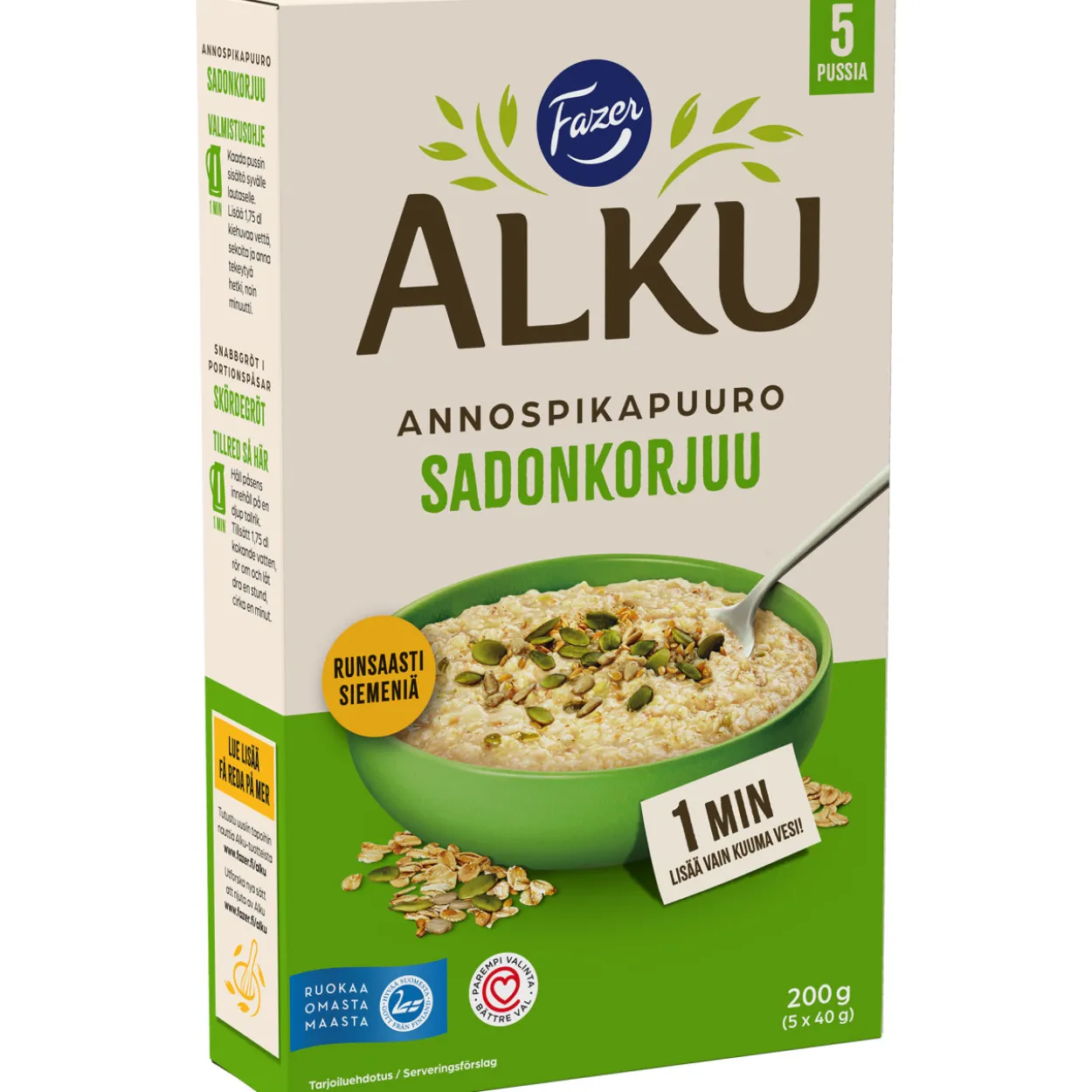 Sadonkorjuu annospikapuuro Fazer Alku 4 x 50 g