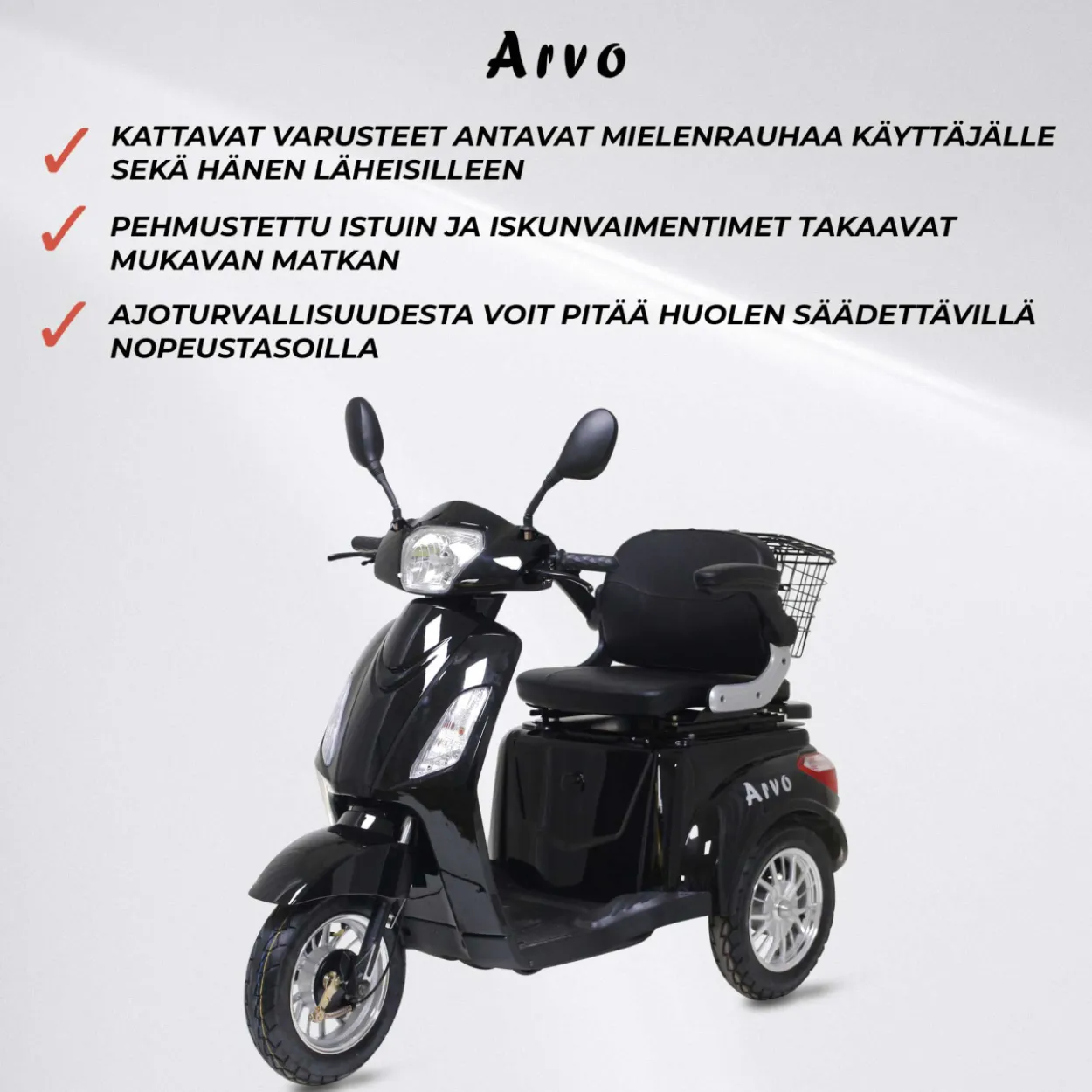 Senioriskootteri Arvo P300 musta
