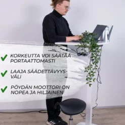 Sähköpöytä Lykke 90 x 55 cm L200 valkoinen