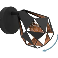 Spottivalaisin EGLO Carlton 7 40W Ø16cm antiikkikupari/musta