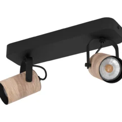 Spottivalaisin EGLO Cayuca led 2x3W 28x10cm musta/puu