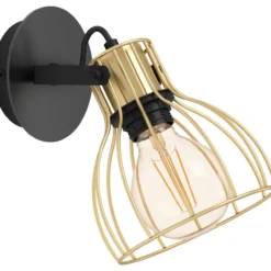 Spottivalaisin EGLO Sambatello 40W 26x15x22cmharjattu messinki/musta