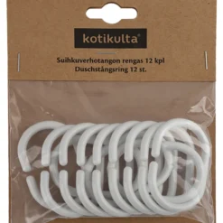 Suihkuverhorengas Kotikulta 12 kpl valkoinen