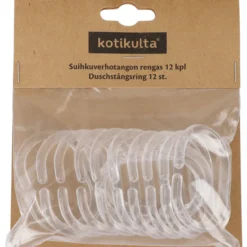 Suihkuverhorengas Kotikulta 12 kpl läpinäkyvä