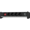 Tabletop 4-os.pistorasialista+kytk.+2USB 2.1A+metallikiinnikkeet, johto2m IP20