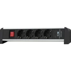 Tabletop 4-os.pistorasialista+kytk.+2USB 2.1A+metallikiinnikkeet, johto2m IP20