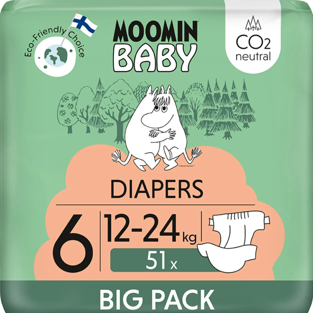 Teippivaippa 51 kpl Moomin Baby 6, 12-24 kg