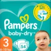 Teippivaippa Pampers 54 kpl Baby-Dry 3, 6-10 kg
