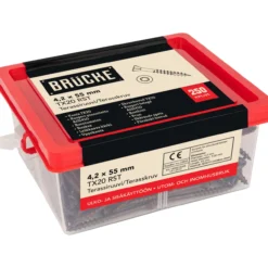 Terassiruuvi Brücke 4,2 x 55 mm, AISI410 + Ruspert, 250 kpl, ruskea