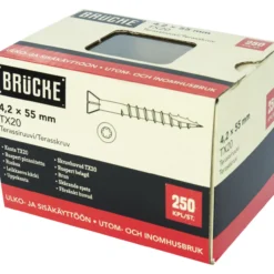 Terassiruuvi Brücke 4,2 x 55 mm, Ruspert, ruskea, 250 kpl